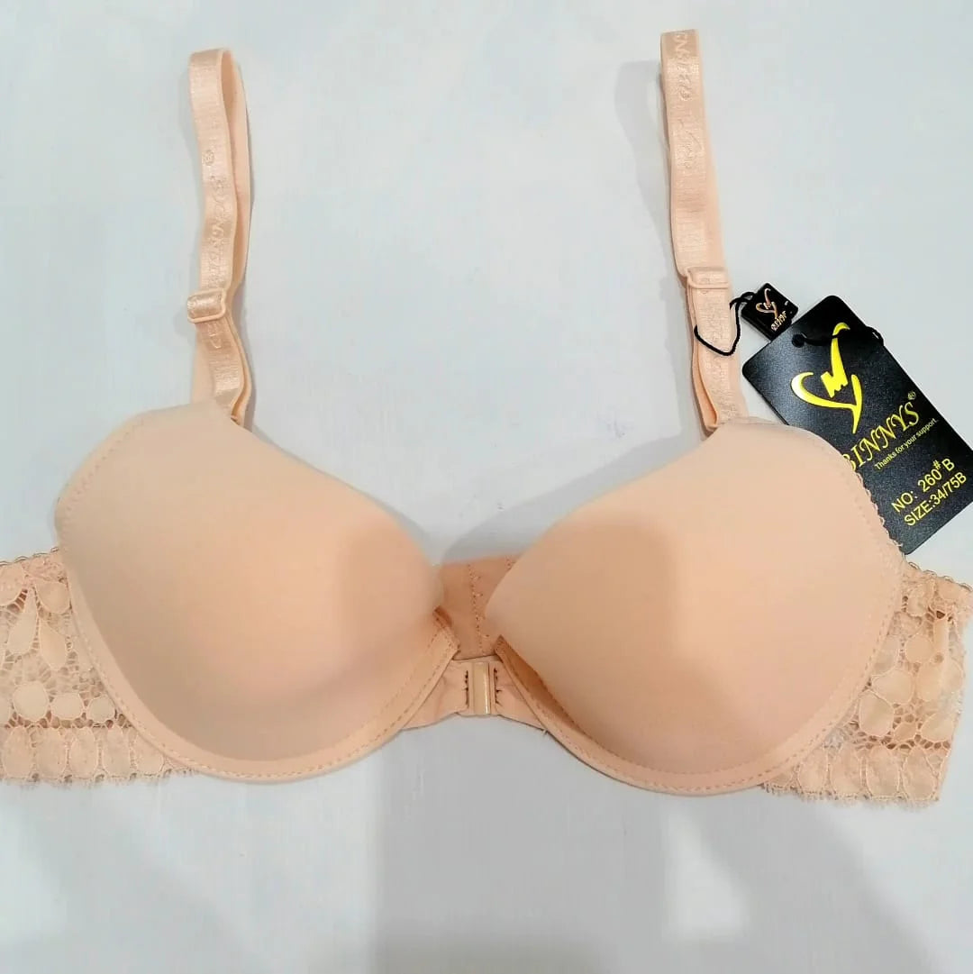 New Silk High Quality Front Open Style Double Padded Adjustable Straps Padded Bra